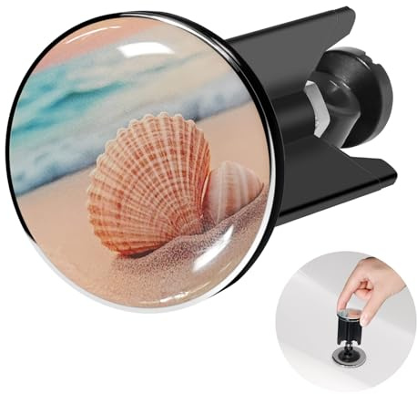 Tapon Lavabo de Fregadero Pop-Up Universal, Desague Fregadero de 40 mm para Lavabo, Tapón Fregadero Cocina de Altura Ajustable, Adecuado Ara Bañeras de Cocina, Negro, Concha Marina de Arena