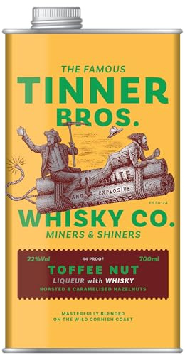 Tinner Bros Toffee Nut | Whisky Liqueur | Caramel & Roasted Hazelnut | 22% | 70cl | Gift Tin | Silky Smooth | Perfect Over Ice, Mixe with Ginger Ale or Cocktails | Alternative Toffee Vodka and Bourbon