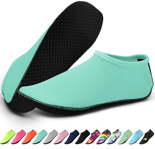 KATKLIU Water Socks – Non-Slip Diving Sock with Grippy Sole – Lightweight Quick Dry Swimming Socks for Men Women – Beach & Surfing Gear for Pool, Yoga, Indoor & Outdoor Sport-Lake Blue-36-37
