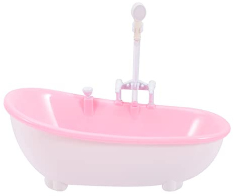 UKCOCO Vasca da Bagno Rosa per Bambole Spruzzo D'acqua Elettrico in Plastica, Giocattolo Bagno Creativo per Bambini Funzione Acqua Spray per Gioco in Vasca