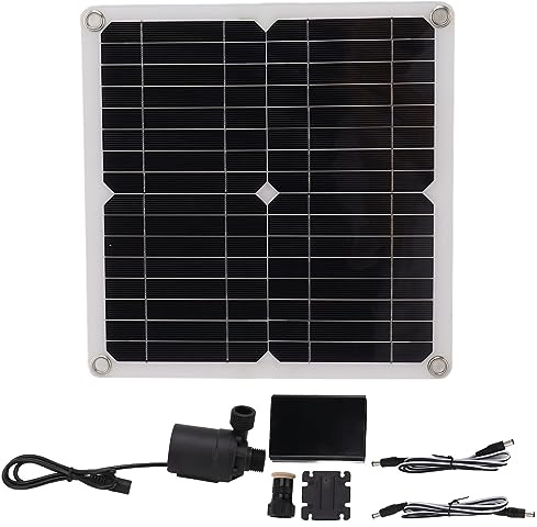 Kit de bomba de agua solar 100W Bomba de fuente de agua con energía solar con caja de batería para riego de estanque de jardín DC12V 22W Material ABS 28.5x28 cm Panel solar