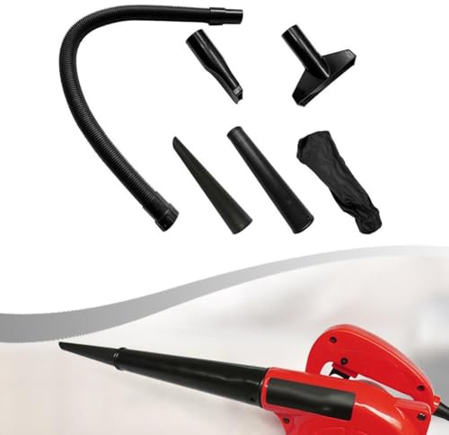 Kit de manguera de soplador de limpieza de patio con bolsa de polvo, boquillas de interfaz y longitud de manguera ajustable para coche, alfombra, ventilación de aire y mini eliminación de polvo ciego