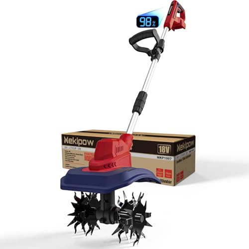 Cordless Garden Tiller Cultivator Compatible with Milwaukee 18V Battery, 250RPM Electric Rototiller with Brushless Motor, 48 Steel Tines, 8.7 Tilling Width, 6.3 Depth, Rotary Tiller(Tool ONLY)
