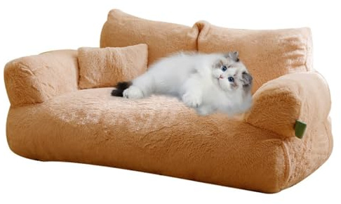 Jorzer Kattsoffa vinter mjuk kattsoffa fylld halkfri repsäker katt bäddsoffa avtagbar tvättbar absorberande lätt torkning dammtak husdjurssoffa, L