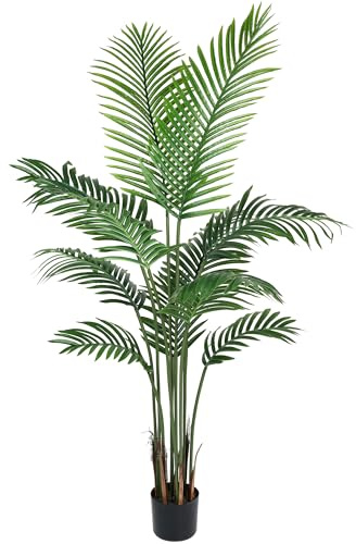 Petalyn 5.2FT Artificial Palm Tree with 11 Leaves, Large Faux Tropical Areca Palm Potted Plant, Lifelike Fake Floor Plant for Office Living Room Farmhouse Patio Home Decor Indoor Outdoor
