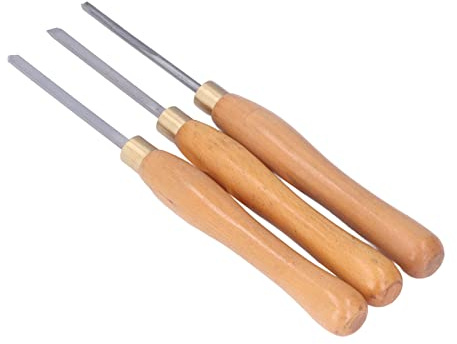 3 piezas de herramienta de torneado para torno de madera, formada por un cincel con mango de haya y inserto de acero; herramientas de torneado para carpintería con borde afilado,