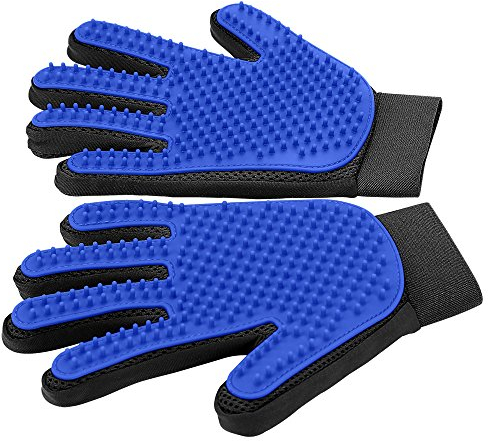 Haustierpflege-Handschuhe - Katzenbürsten für sanftes Haaren - Effiziente Haarentfernungshandschuhe - Waschhandschuhe für Hunde mit langem & kurzem Haar, Katzen & Pferde - 1 Paar (Blau)