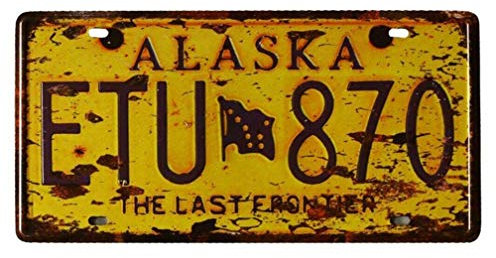 Shinewe Vintage Tin Sign Metal Poster License Plate Fit For BAR PUB HOME Decoration 15x30cm (ALASKA ETU-870)