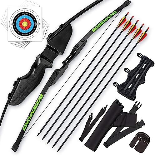 Bogenkönig Premium Recurvebogen Set Erwachsene | Holzfinish, Präzisionsdesign | 18 kg Zuggewicht | All-Inclusive Einsteigerpaket für Bogenschießen | Komplettes Bogenschießen Zubehör für Erwachsene