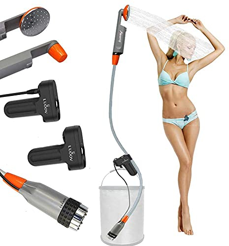 Zooma Outdoor Dusche, Camping Dusche, Bewegliche Dusche, kampierende Duschekopf-Steck, Campingdusche mit Tauchpumpe (0939-2 Akkus, Einheitsgröße) (0939-2 Batteries)
