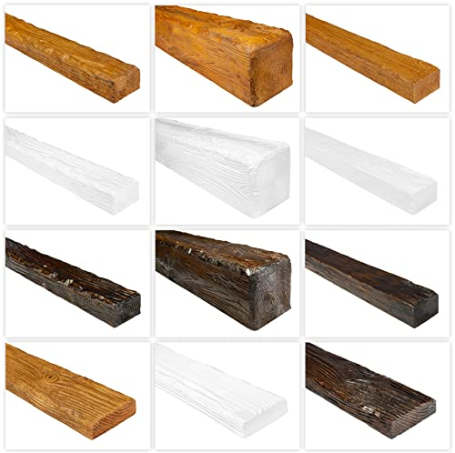 DECO WOOD Dekobrett aus Polyurethane, 3m Länge, PU Brett Holzoptik (weiß - 120x35mm) Wohnzimmer Wanddeko Innendekor