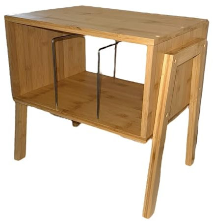Stapelbarer Beistelltisch aus Bambus, Wohnzimmer, Beistelltisch, Nachttisch, Holz, Plattenspieler, Ständer mit Schallplattenaufbewahrung für 33 und 45 U/min Vinyl-LP-Alben – Schlafzimmer-Aufbewahrung