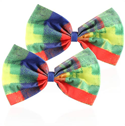 COM-FOUR® 2x clownfluga - färgglad mönstrad rosett i clownlook - kostymtillbehör - färgglad halsrosett i en storlek (2x färgade flugor)