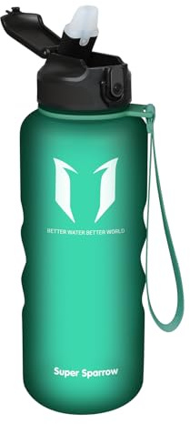 Super Sparrow Gourde avec Paille - Bouteille - 1.5L - sans BPA Tritan - Anti-Fuite Reutilisable pour Salle de l'école,Sport