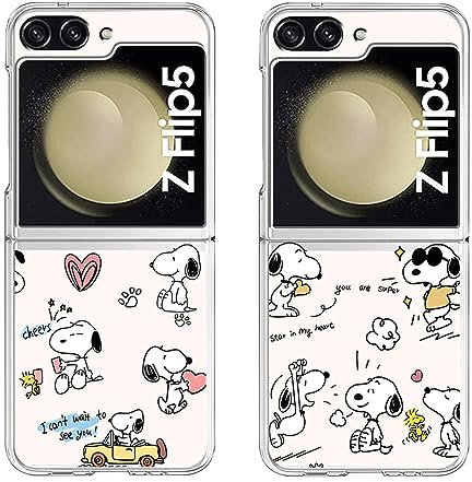 [2 pezzi] Cover per Samsung Galaxy Z Flip 5 5G 6,7, Custodia Silicone Cute Cartone Animato Disegni Trasparente TPU Bumper Ultra Sottile Antiurto Protettivo Case per Samsung Galaxy Z Flip 5 5G