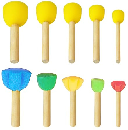 Brocha de esponja de 10 piezas, pincel de pintura creativa, pincel para pintura infantil, pincel de esponja para pintar con rodillo, herramienta de pintura de graffiti