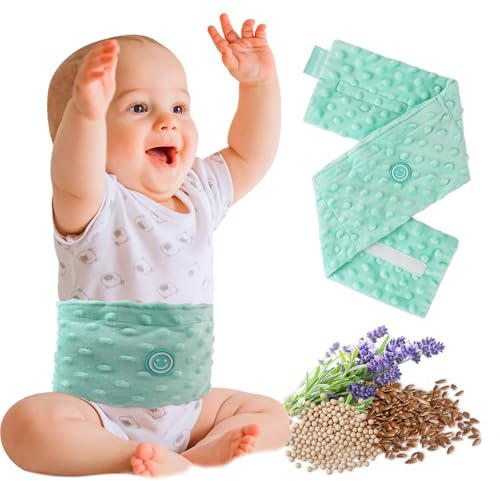 Comfheat Coliche e gas Relief per neonati e bambini piccoli, semi di lino riscaldati Tummy Wrap, cintura Swaddling, aiuto naturale per Upset Stomach in neonati e bambini, 0-3 anni (verde)