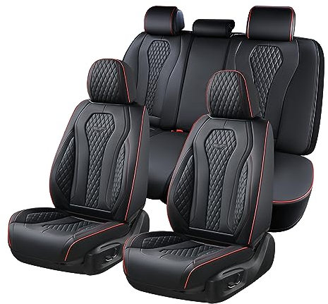 Coverado Coprisedili Auto Universale Anteriori e Posteriori 5 Posti, Set Completo Coprisedili Impermeabili, PU Pelle Protezione Del Sedile Auto Copertura,Universali Adatti a Berline SUV