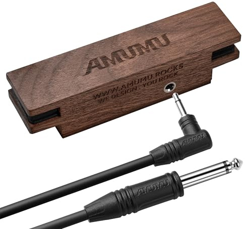 AMUMU SP30WN Walnut Woody Soundhole Pickup with Neodymium Magnet for Acoustic Guitars – Single Coil, Passive, Battery-Free, Clear & Balanced Acoustic Tone