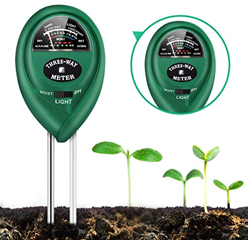 So il Moisture Meter, Soil pH Meter, 3 in 1 Plant Soil Testing Kit Soil Moisture/Light/pH Tester for Garden Care, Farm, Lawn, Indoor & Outdoor pH Testing(No Battery Required)