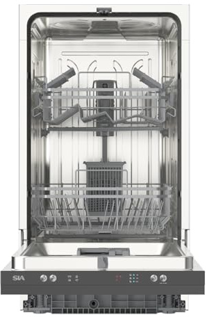 SIA SBID459 Integrated Dishwasher, Slimline 45cm Width, 9 Place Settings, Delay Start, 4 Programs, 29 Minute Quick Wash
