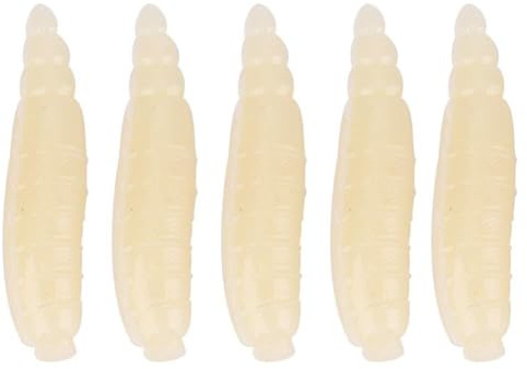 200pcs 17mm Small Artificial Maggot Grub Soft Lure Life Like Fishing Baits Yellow PVC 200pcs for Freshwater Fishing
