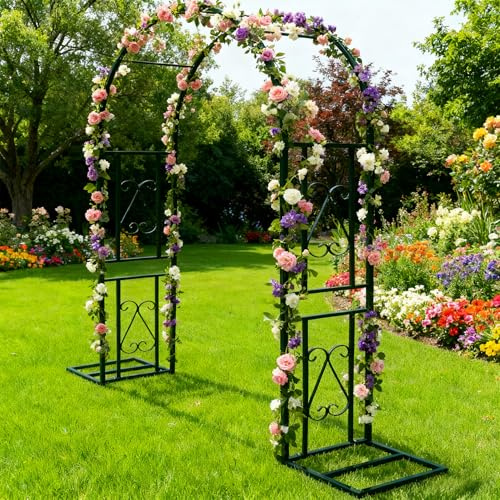 Wetsfgdg Traliccio per Rampicanti 140cm Arco per Rose Materiale Ferro Rinforzato,Montaggio Rapido,Ideale per Viti, Matrimoni e Architettura PaesaggisticaL140xW40xH230cm-Verde scuro-A