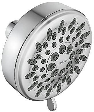 Moen 20090 Five-Function 3.75 Diameter Spray Head Wallmount Showerhead, Chrome