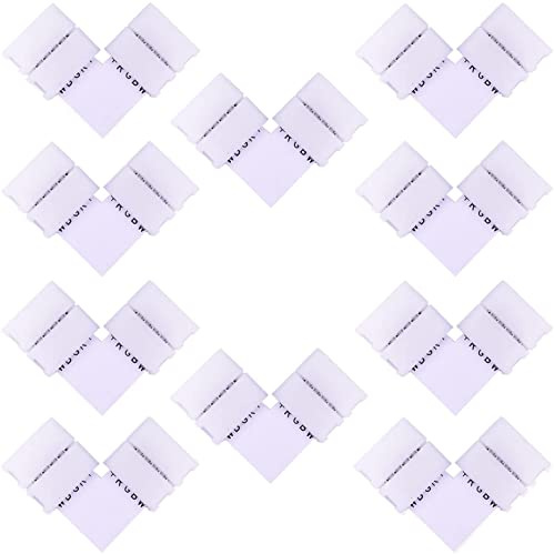 LitaElek 10pcs Conector Esquina Tira LED 5 Pin Conector Forma L Cinta LED RGBW Adaptador L Banda LED 5 pines Rápido Conector de Ángulo Recto de LED Strip para SMD 5050 RGBW LED Strip de 12mm Ancho