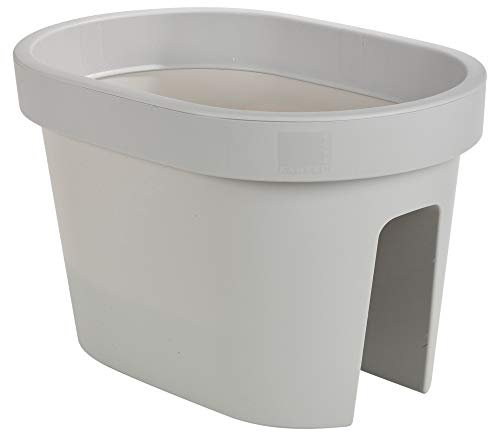 URBNLIVING Garden Balcony Railing Flower Bridge Planter Plastic Box Pot Flower Herbs Vegetables (2, Oval Grey)