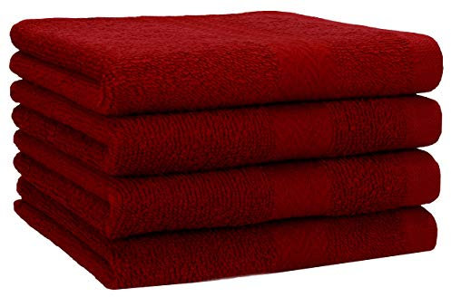 Betz 4 Stück Handtücher Set Premium 100% Baumwolle Handtuch Größe 50 x 100 cm (rubinrot)