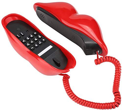 WX 3061 Telefono Multifunzionale a Forma di Labbra Carino, Telefono da Casa Telefono Fisso, Telefono con Filo per Decorazioni Domestiche per Feste, Compleanni e San (Rosso)