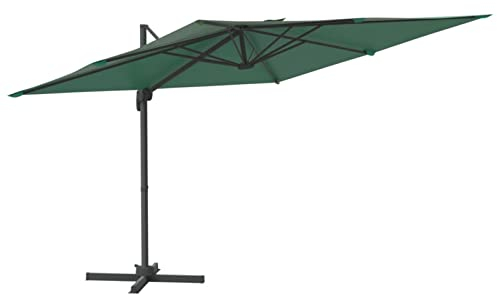GuyAna Ampelschirm mit Aluminium-Mast Windsicherung Ampelschirm Sonnenschirme FüR Terrasse Garten Sonnenschirm Grün 400x300 cm