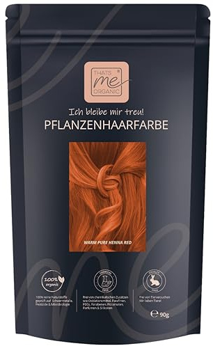 Thats me Organic® Profi Pflanzenhaarfarbe Nachfüllpack (warm pure henna red) – Bio Haarfarbe ohne Chemie – Ideale Haarfarbe auch während der Schwangerschaft und Stillzeit