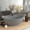 FOZICV Luxus-Waschbecken Überlauf Oval Matt Grau 58,5x39x21 cm Keramik Aufsatzwaschtisch Spülbecken Oval Aufsatzbecken Oval Badmöbel Aufsatzwaschbecken mit überlauf Washbasin Bathroom Sink