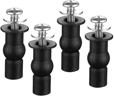 ZFYQ Tornillos para Asiento de Inodoro, 4 Piezas Fijaciones para Asiento de Retrete, Tornillos de Expansion WC, Tornillo de goma para Montar y Fijar tapas de inodoro, Negro