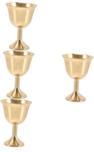 PRETYZOOM 4 Pièces porte-eau bénite Coupe d'offrande - Décoration coupe de kiddouch décor de table lunettes d'or calice verres à vin décor vintage coupe à vin en cuivre coupe de vin délicate