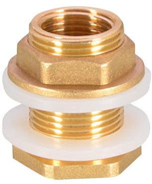 Conexión de depósito de latón, conexión del tanque de agua de cobre - Tubo de latón con llave individual - Conector de tuerca, manguera de grifo de jardín, accesorios de tubo de latón, tuerca Jointer