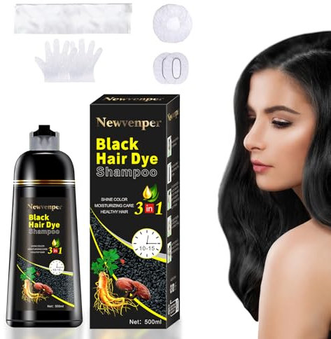 Shampoo nero Hair Color per capelli grigi, tinture per capelli in pochi minuti, shampoo naturale e di lunga durata, per uomini e donne, 500 ml