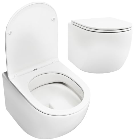 LIFEZEAL Eau suspendue, sanitaires muraux, encastré WC, toilettes, avec couvercle de toilette à fermeture ralentie, siège, kit de montage, système de double décharge, économie d'eau, nettoyage facile