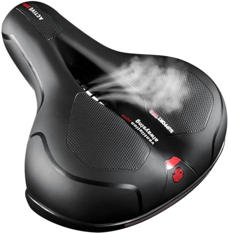 LSLIFE Comfortable Bike Seat, Wide Bike Saddle for Men Women with Dual Shock Absorbing Ball Saddle Cushion for MTB Mountain Bike, Folding Bike, Road Bike, City Bike, Exercise Bikes