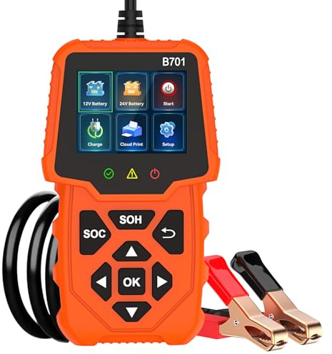 Car Battery Load Tester 12V 24V Automotive Alternator Meter with Cloud Printing 100-2000 CCA Auto Charging & Cranking Capacity Analyzer Diagnostic Tool for Truck, RV, ATV, SUV, Motorcycle, Boat, Yacht
