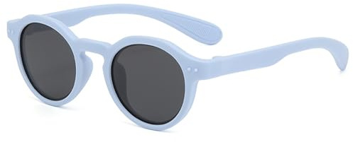 CIKJUK Kids Polarised Sunglasses Boys Girls Round UV Protection Rubber Cool Sun Glasses for Childrens Age 4-12 - Blue