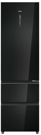 Haier 3D 60 Series 7 HTW7620DNGB Wifi Connected 205cm No Frost Fridge Freezer - Obsidian Black Glass - D Rated