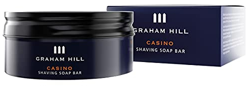 GRAHAM HILL Casino Shaving Soap Bar for Men (85g) – Moisturising, Mild and Perfect for Travel – Premium Mens Shaving Soap Bar with Vegetable Oil and Glycerine