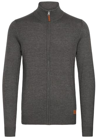 Blend BHNorman Herren Strickjacke Cardigan Feinstrick Pullover mit Stehkragen Reißverschluss Rippbündchen Baumwollmischung Regular fit, Größe:M, Farbe:Pewter Mix (70817)