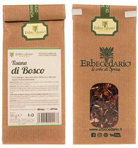 Erbecedario - Tisana ai frutti di Bosco con Ibisco e Ribes, infuso freddo Piacevole da Bere come Tisana fredda o calda, Tisane frutti rossi Rinfrescante e Dissetante Gusto Fruttato - Sacchetto 50g