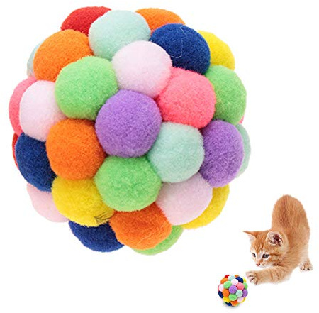 Balles pour Chats colorées avec Herbe aux Chats et Clochette Interactive, Boules gonflables en Peluche ludiques pour Jeu et entraînement, mâchouillage apaisant for Chatons Adultes et Seniors