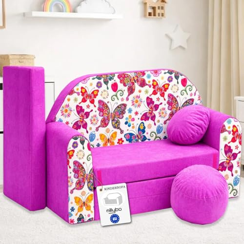 millybo Kindersofa Kinder Couch mit Schlaffunktion ausklappbar 3in1 Kinder Sofa Spielsofa mit Bettfunktion Mädchen Jungen Sitzsack Minisofa Schlafsofa Kinderzimmer Schlafsessel (M33)