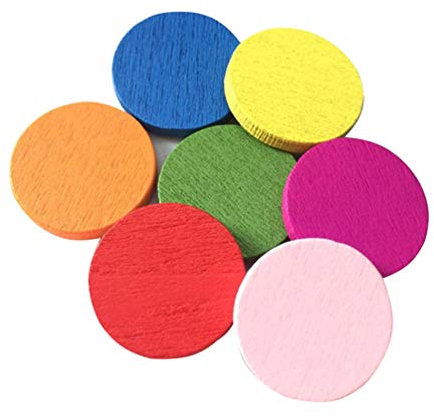 NUOBESTY Dischi di Legno Rotondi Colorati 150 Pezzi 0.8 Pollici per Insegnamento della Matematica Bambini Giochi Educativi Montessori